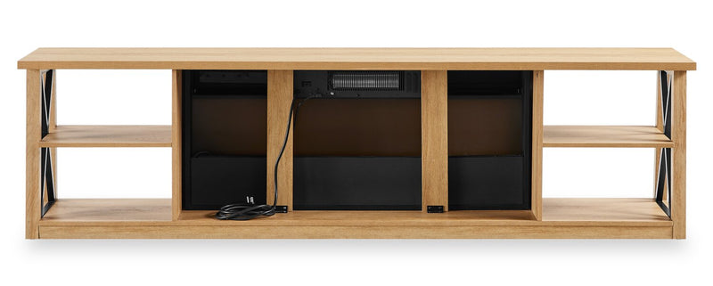 Wendel 80\" Electric Fireplace Tv Stand with Storage for TVs up to 75\" – Natural Oak 
