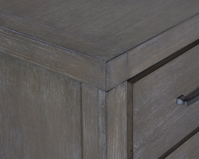 Koda Bedside 2-Drawer Nightstand, 23.7\"W x 23.7\"H, Acacia Wood - Grey 