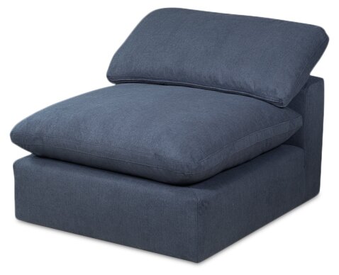 Eclipse 5-Piece Linen-Look Fabric Modular Sectional with Ottoman - Navy