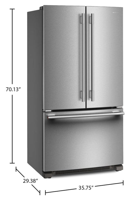 KitchenAid 36\" 20 Cu. Ft. Counter-Depth French Door Refrigerator - PrintShield Stainless - KRFC136SPS