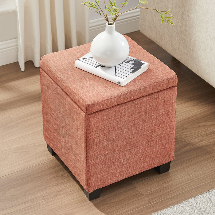 Halifax Square Fabric Storage Ottoman - Orange