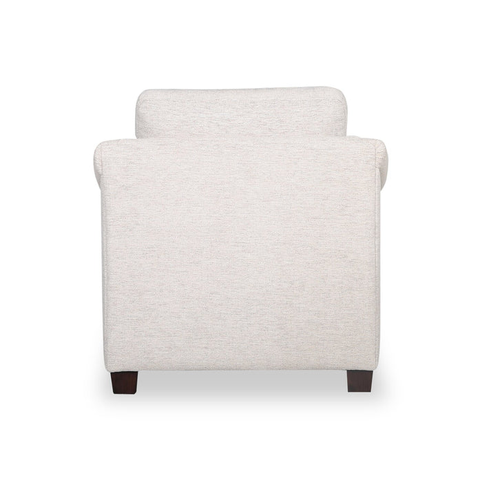 Mallie 36\" Shell White Chenille Fabric Chair with Rolled Arms and Wood Legs