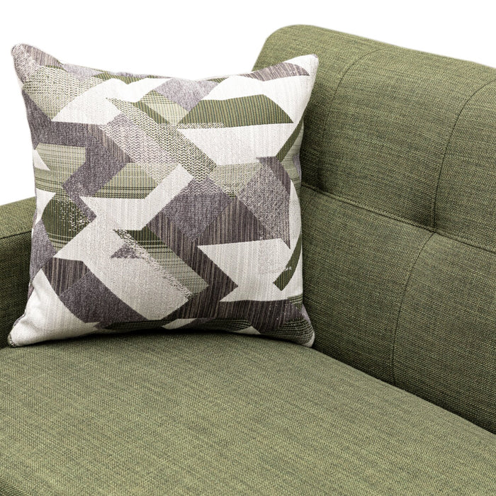 Kort & Co. Freeman 80” Avocado Green Linen-Look Fabric Condo Size Sofa with Wood Base and Legs