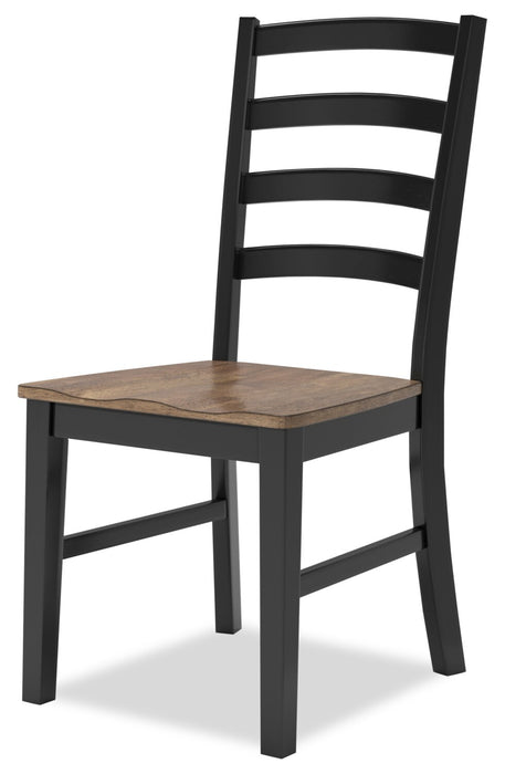 Raven 7pc Dining Package with 60-78\"\"W Extension Table & 6 Chairs - Two-Tone Black & Brown
