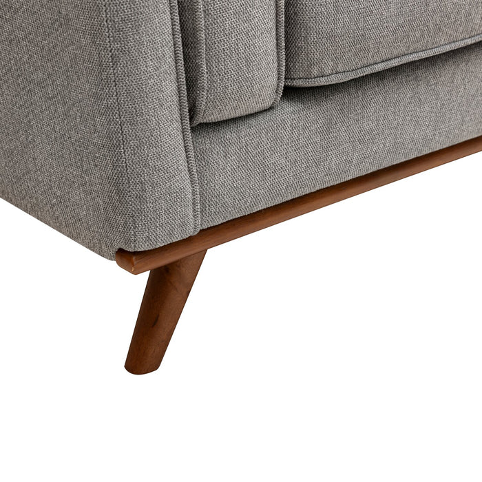 Kort & Co. Kassia 80\" Grey Linen-Look Fabric Condo-Size Sofa with Wood Base and Legs