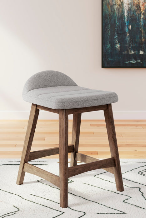 Jovi Counter-Height Stool with Linen-Look Fabric, 24\"H, Wood - Grey 