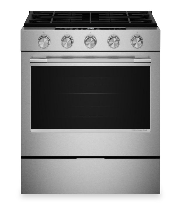 KitchenAid 30\" 5.0 Cu. Ft. Smart Slide-in Gas Range with Convection Modes - Stainless Steel - KSGS330SPS