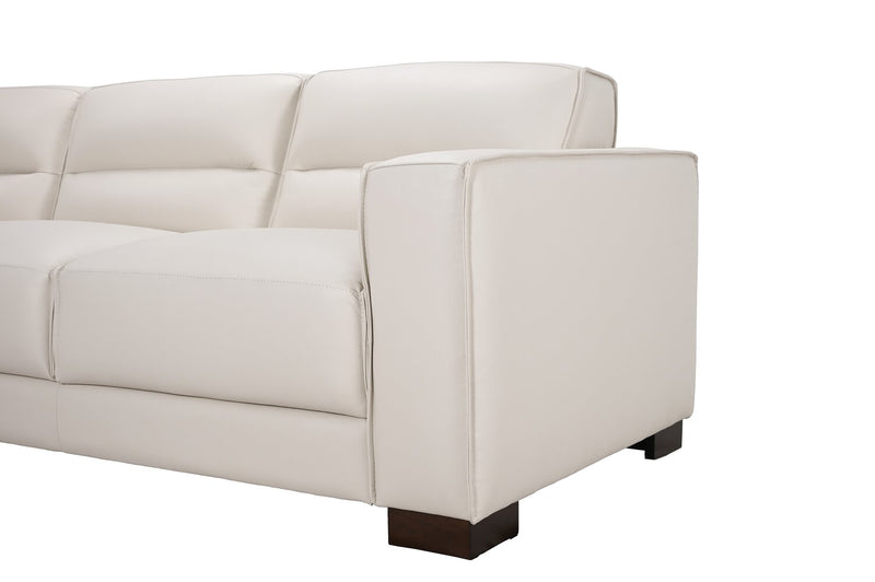 Citadel 2-Piece Left-Facing Top-Grain Genuine Leather Sectional with Wood Legs - Frost White 