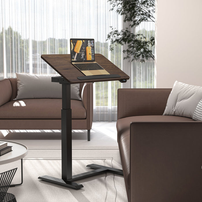 Aaron 26.77\" Height-Adjustable Office Desk with a Lift Top - Walnut