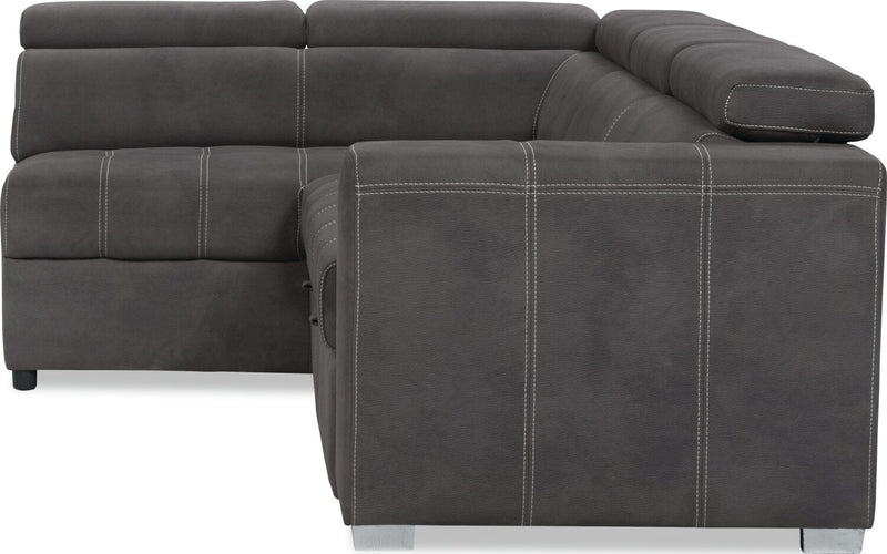 Drake 3-Piece Left-Facing Faux Suede Fabric Sleeper Sectional with Storage Ottoman - Cement Grey 
