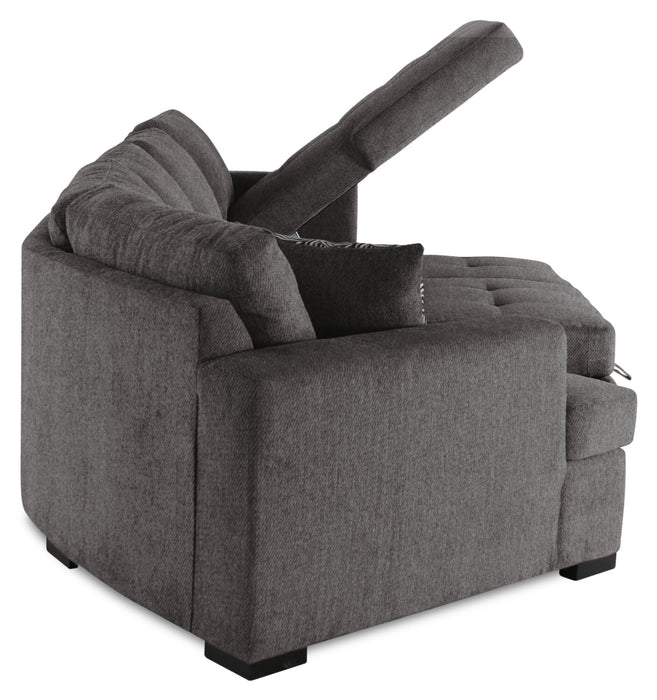 Legend 3-Piece Left-Facing Chenille Cuddler Sleeper Sectional with Chaise - Pewter