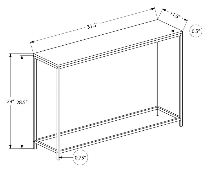 Alma 31.5\" Modern Sofa Table - Marble Look with Black Metal Frame