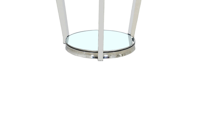 Yonge 22\" Modern Round Glass Top End Table with Shelf - Chrome Finish with Stainless Steel