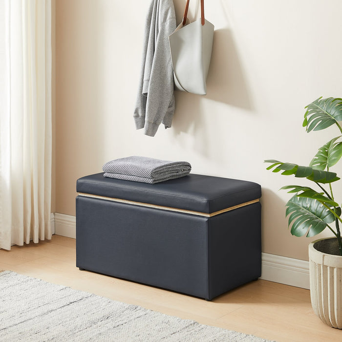 Edmonton Rectangular Storage Ottoman - Navy