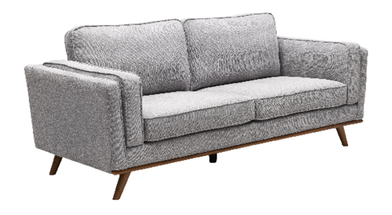 Kort & Co. Kassia 80\" Grey Linen-Look Fabric Condo-Size Sofa with Wood Base and Legs