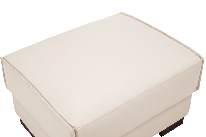 Citadel 28\" Top-Grain Genuine Leather Ottoman with Rubberwood Legs - Frost White