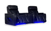 Zen 3-Piece Black Faux Leather Power Reclining Massage Home Theatre Sectional with Refrigerator Console 
