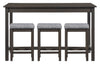 Noah 60” Modern Sofa Table with 3 Counter-Height Stools and USB Ports - Grey