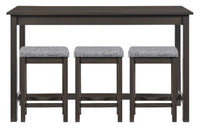Noah 60” Modern Dinette with 3 Counter-Height Stools and USB Ports - Grey 