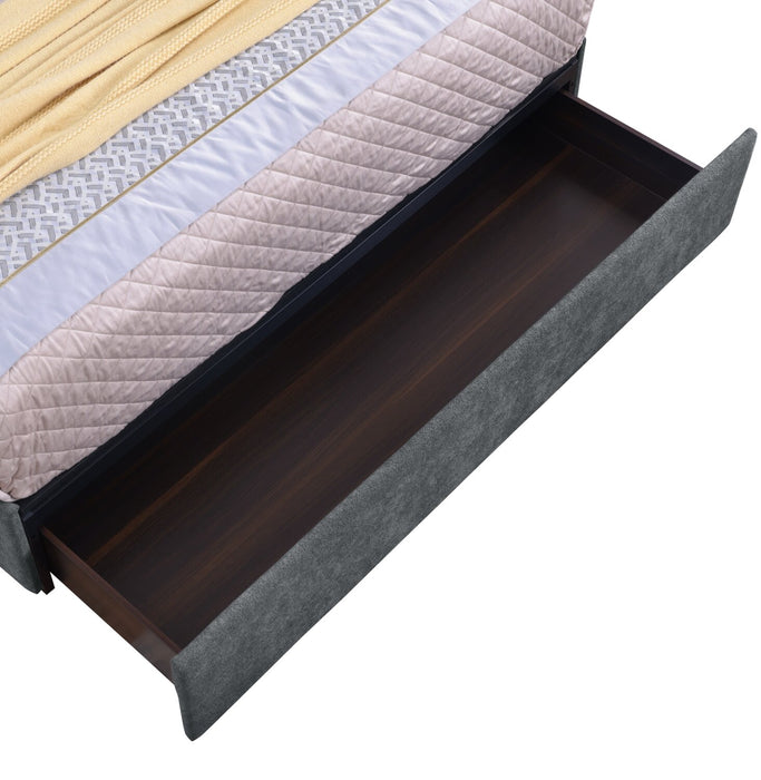 Amos Charcoal Upholstered Storage Bed with Tufted Headboard - Queen
