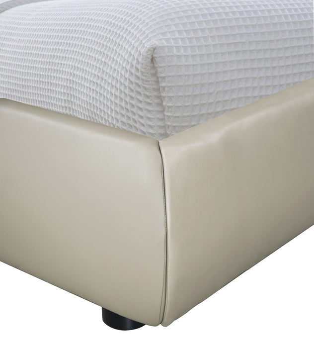 Luka Upholstered Platform Bed in Taupe Vegan Leather - King Size