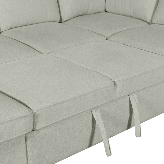 Haven 4-Piece Chenille Right-Facing Sleeper Sectional - Seafoam 