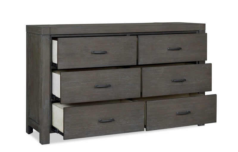 Koda Bedroom 6-Drawer Dresser, 60\"W x 36\"H, Acacia Wood - Grey 