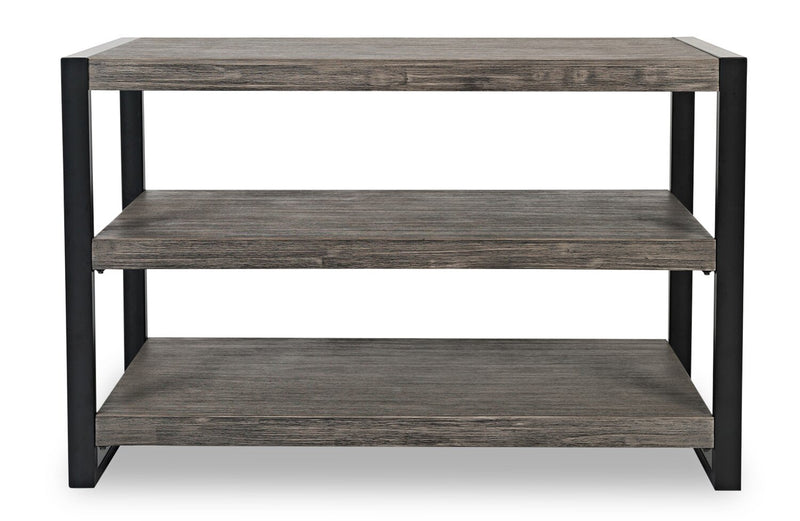 Apex 50\" Modern Sofa Table with Shelf - Grey with Black Metal Legs