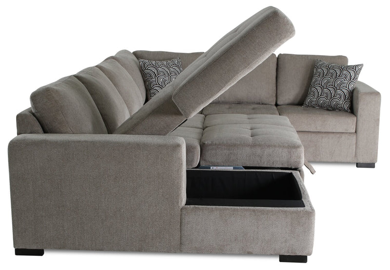 Legend 4-Piece Left-Facing Chenille Sleeper Sectional - Platinum 