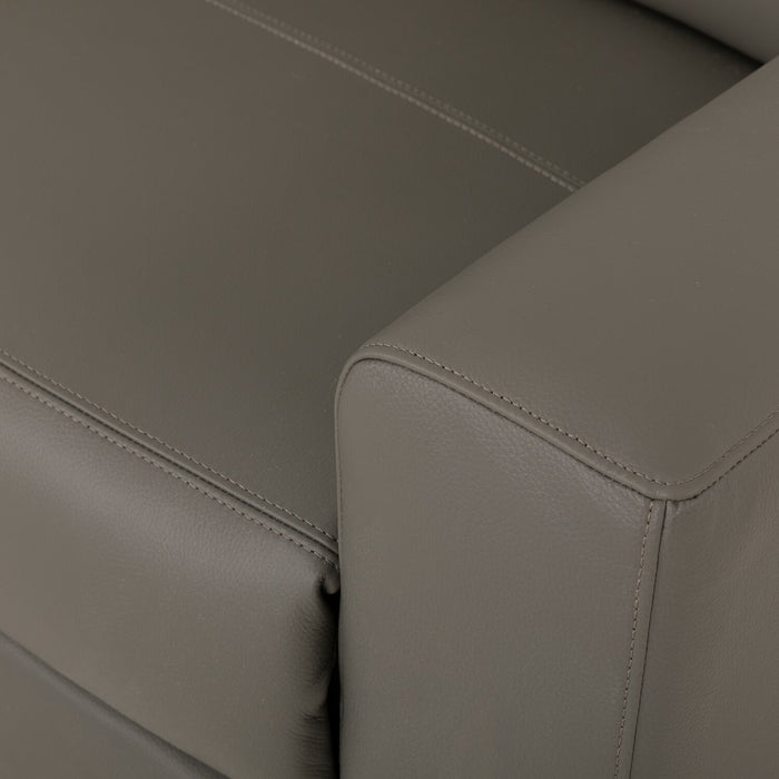 Valentino 3-Piece Left-Facing Grey Genuine Leather Power Reclining Sectional with Adjustable Headrests 