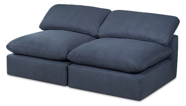 Eclipse 5-Piece Linen-Look Fabric Modular Sectional with Ottoman - Navy