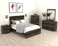 Riley 6pc Bedroom Set with Panel Bed, Dresser, Mirror & Nightstand, Made in Canada, Grey - Full Size 