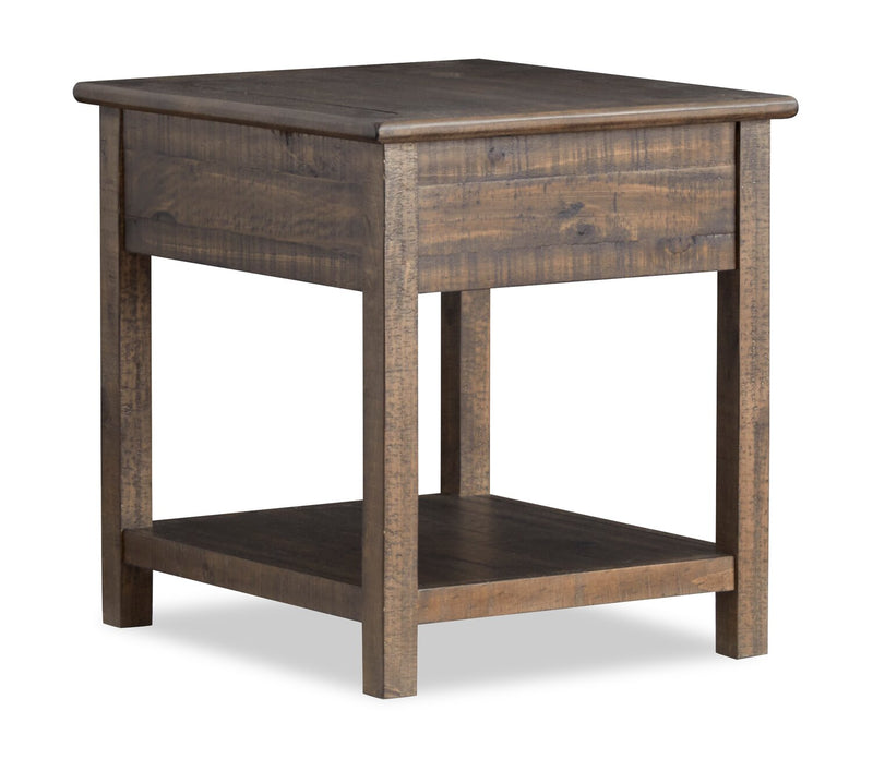 Edwin 22” Country Pine End Table with Storage - Homestead Brown