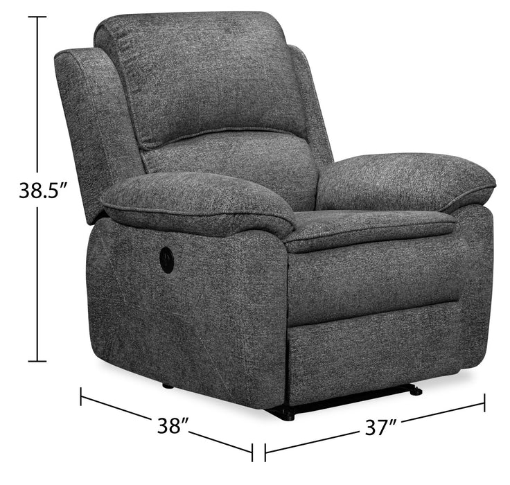 Chandler 37\" Chenille Fabric Power Reclining Chair - Grey 