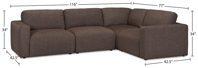 Lotus 4-Piece Chenille Modular Sectional - Coffee