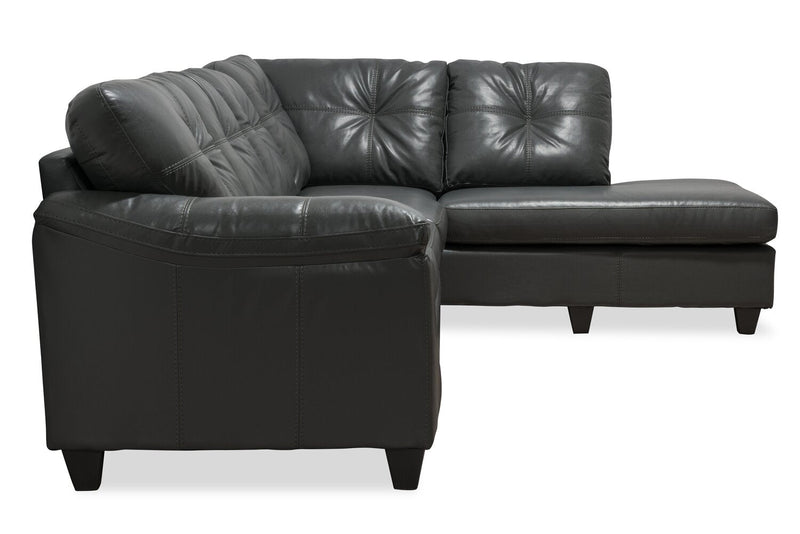 Made in Canada Addison 2-Piece Right-Facing Leather-Look Fabric Sectional with Removable Seat Cushions - Grey 