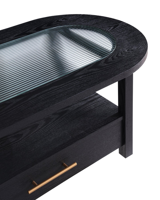 Dalton 47.5\" Coffee Table with Glass Top and Drawer - Black 