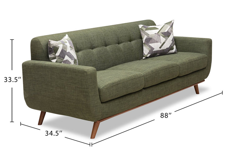 Freeman Linen-Look Fabric Sofa - Avocado