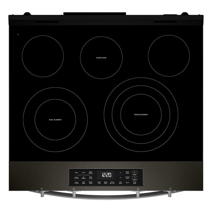 Whirlpool 30\" 5.3” Cu. Ft. Electric Range with Air Cooking – Black on Stainless - YWSES5030SV