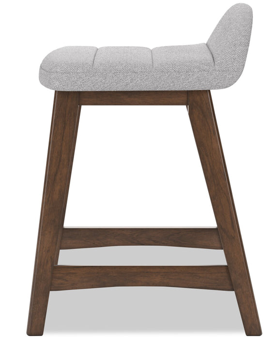 Jovi Counter-Height Stool with Linen-Look Fabric, 24\"H, Wood - Grey 
