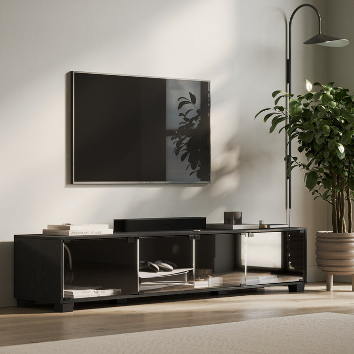 Augustus 84\" Modern TV Stand with Storage and Cable Management for TVs up to 90\"- Black