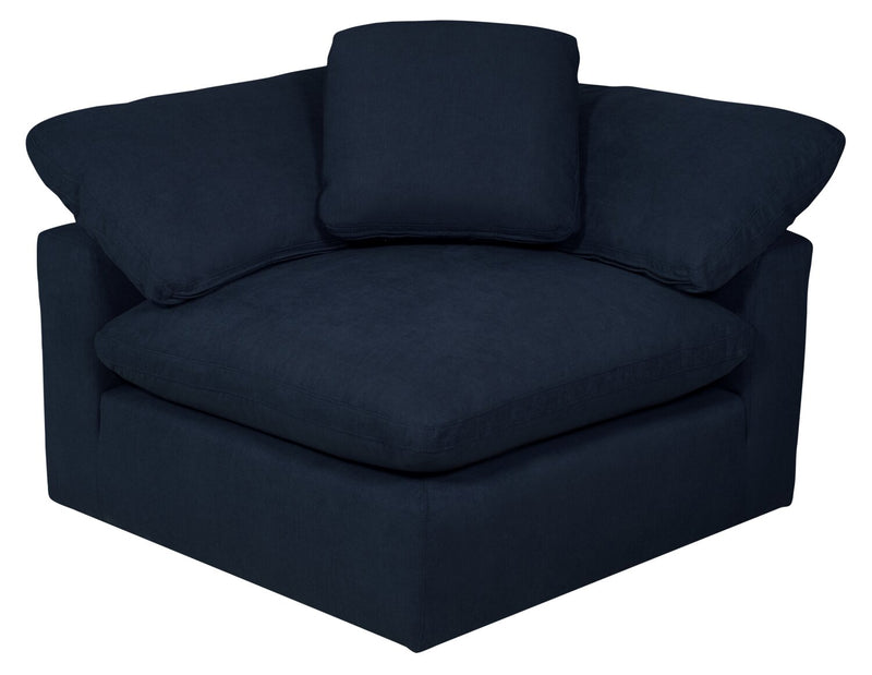Eclipse Modular 5-Piece Linen-Look Fabric Sectional with Reversible Feather Down Cushions - Navy Blue 