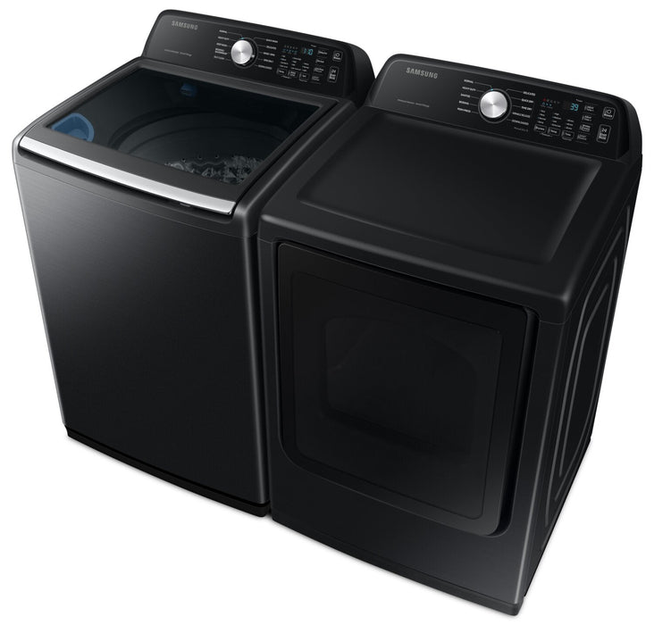 Samsung 5.3 Cu. Ft. Top-Load Washer and 7.4 Cu. Ft. Electric Dryer - Black Stainless 