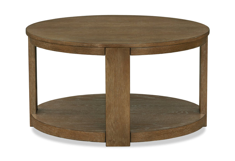 Declan 18\" Modern Round Coffee Table – Natural Wood 