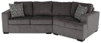 Made in Canada Legend 2-Piece Right-Facing Chenille Fabric Cuddler Sectional - Pewter Brown 