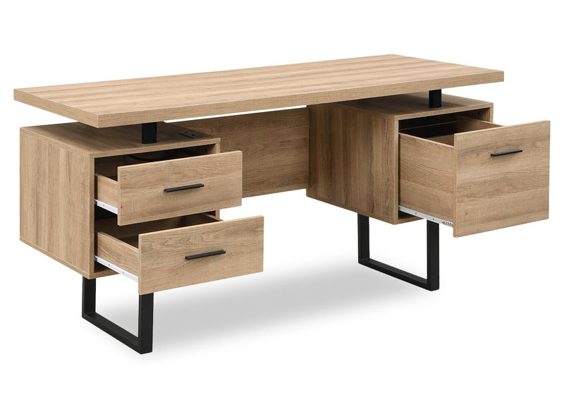 Winslow 60\" Desk with 3-Drawers - Black
