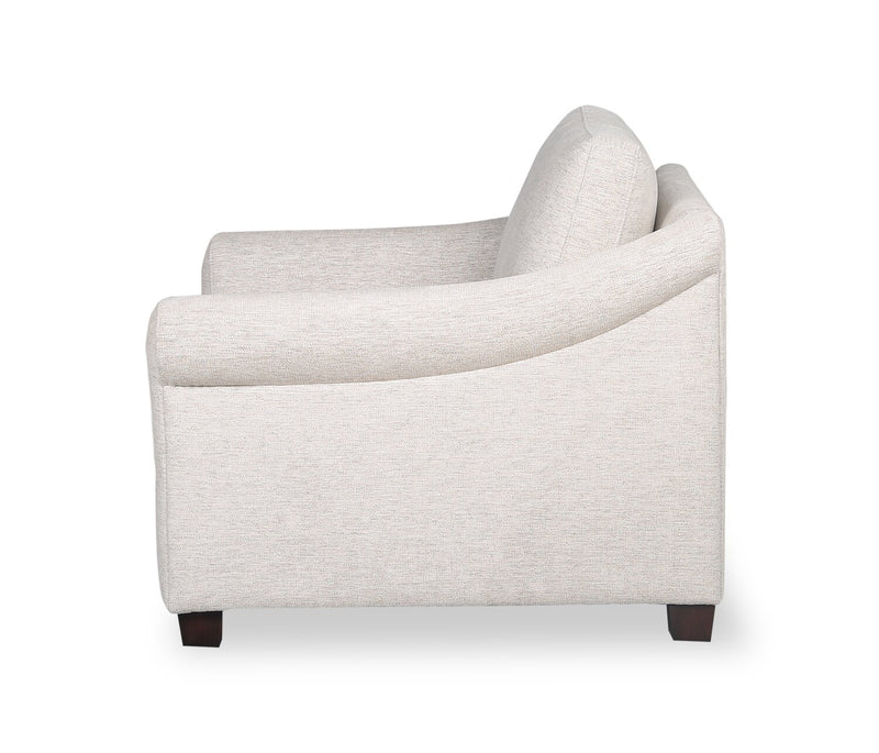 Mallie 36\" Shell White Chenille Fabric Chair with Rolled Arms and Wood Legs