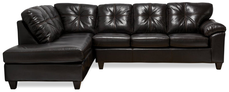 Made in Canada Addison 2-Piece Left-Facing Leather-Look Fabric Sectional with Removable Seat Cushions - Blackberry 