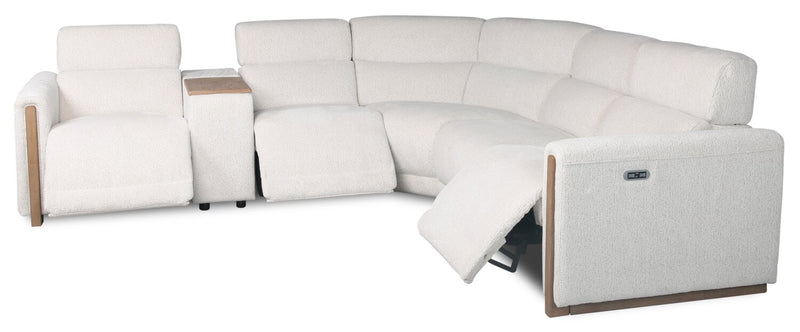Sable 6-Piece Chenille Modular Power Reclining Sectional - Alabaster