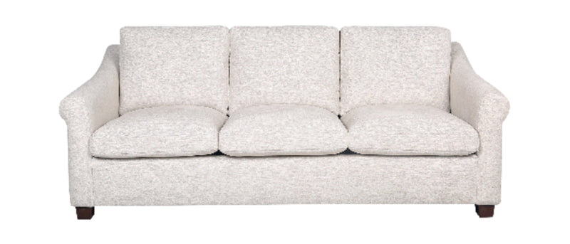 Mallie 84\" Shell White Chenille Fabric Sofa with Rolled Arms and Wood Legs